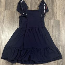 Girls Janie and Jack Fourth Of July Navy Ruffle Tank Top Dress. Size 7.