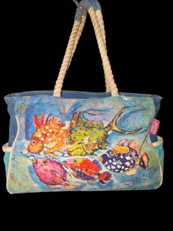 Leoma Lovegroves CATCH AND RELEASE  CANVAS BEACH TOTE...