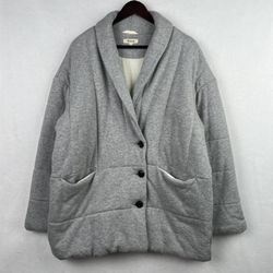 MADEWELL Shawl Collar Quilted Insulated Cement Grey Sweatshirt Puffer Jacket Large
