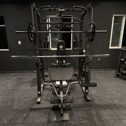 Smith Machine 1001 w/Bench Attachment | 230lb Bumpers Olympic Weights | 7ft Olympic Bar | Gym Equipment | FREE DELIVERY🚚 