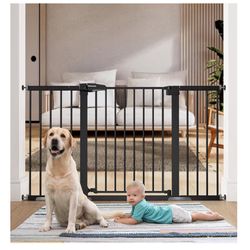 BABELIO Extra Wide Baby/Dog Gate, 29-55" Auto Clos for The House and Doorway, Safety Pressure Mounted Pet Door, NO Need Tools and Drilling