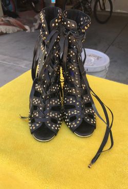 Strappy studded heels