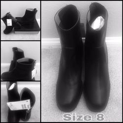 H&m black leather booties