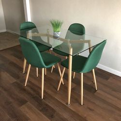 Velvet Green Dining Table Set