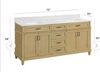 ** 72" BATHROOM VANITY DOUBLE SINK WITH TOP AND BACKSPLASH