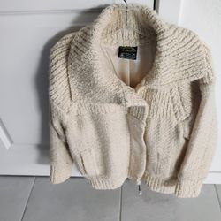 Wool Sweater Jacket, Fully Lined, Zipper And Button  Up