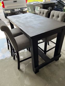Deep Brown Counter Height Table with 2 Chairs