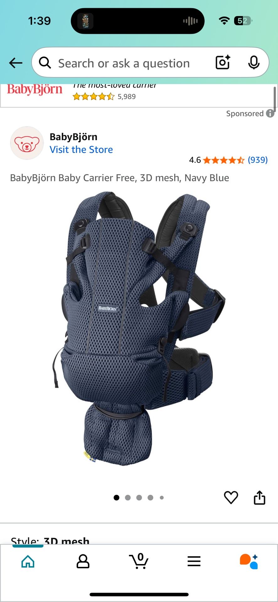 Baby Bjorn Navy Blue Carrier 