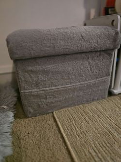 Gray Faux Fur Footrest Ottoman