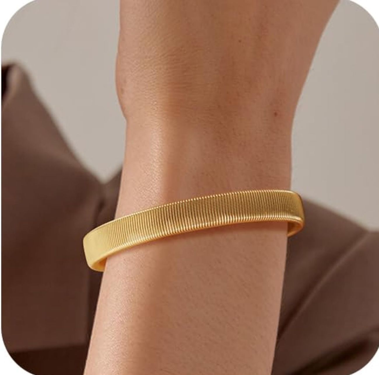 Gold Stretch Bracelets for Women 14K Gold Plated...