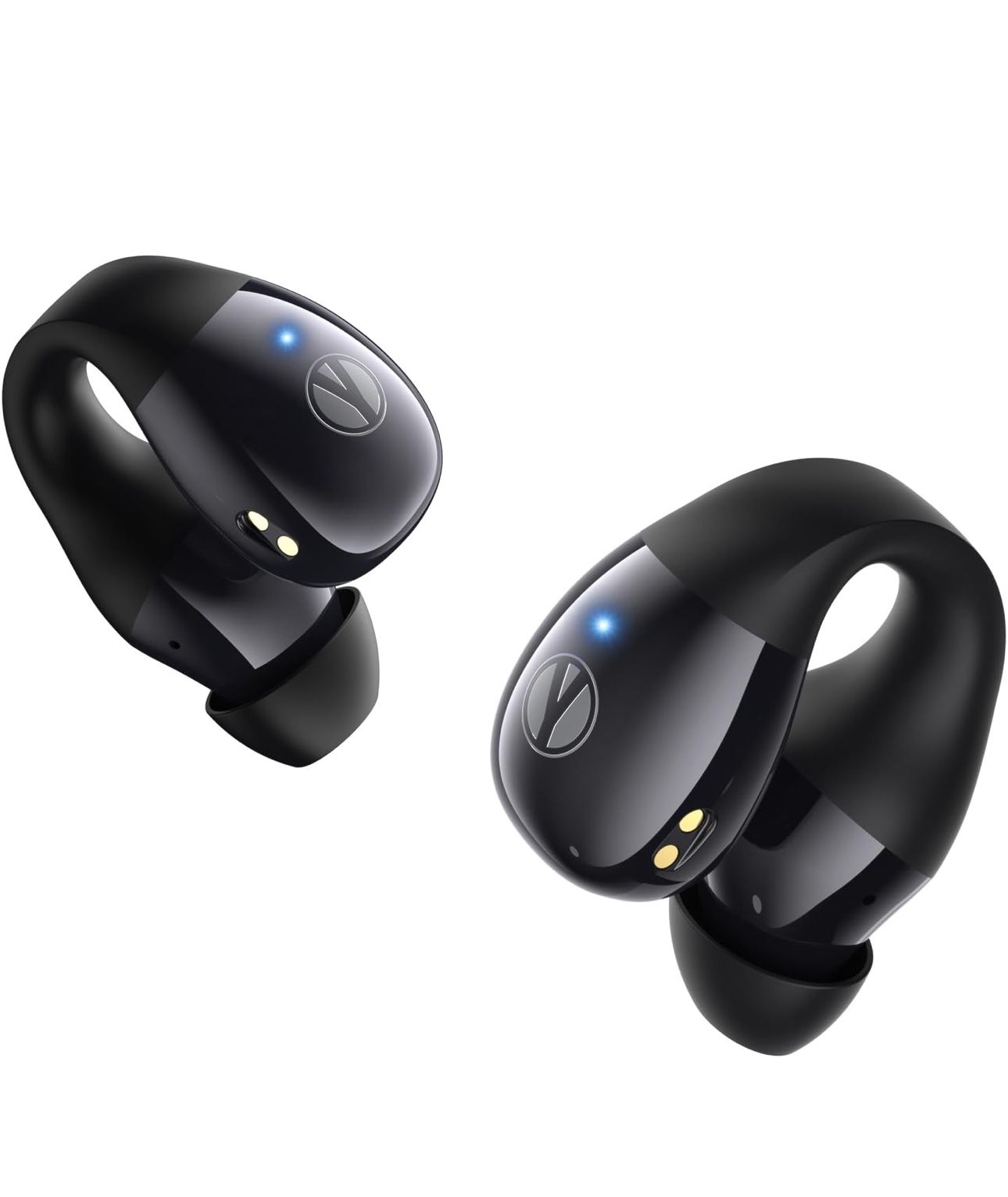 Clip on Earbuds, Open Ear Earbuds Wireless Bluetooth 5.4 with Mic, Open Ear Headphones with Charging Case LED Display, 44H Play, IP54 Waterproof, Ligh
