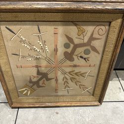 Vintage Native American sand art approximately 14x14