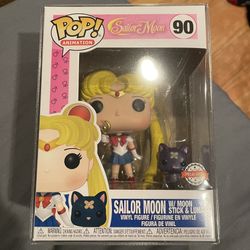 Sailor Moon With Moon Stick And Luna Funko Pop 