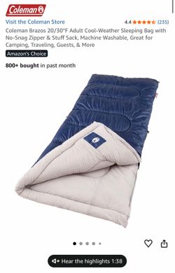 Coleman Brazos 20/30°F Adult Cool-Weather Sleeping Bag. Brand new! Clean!