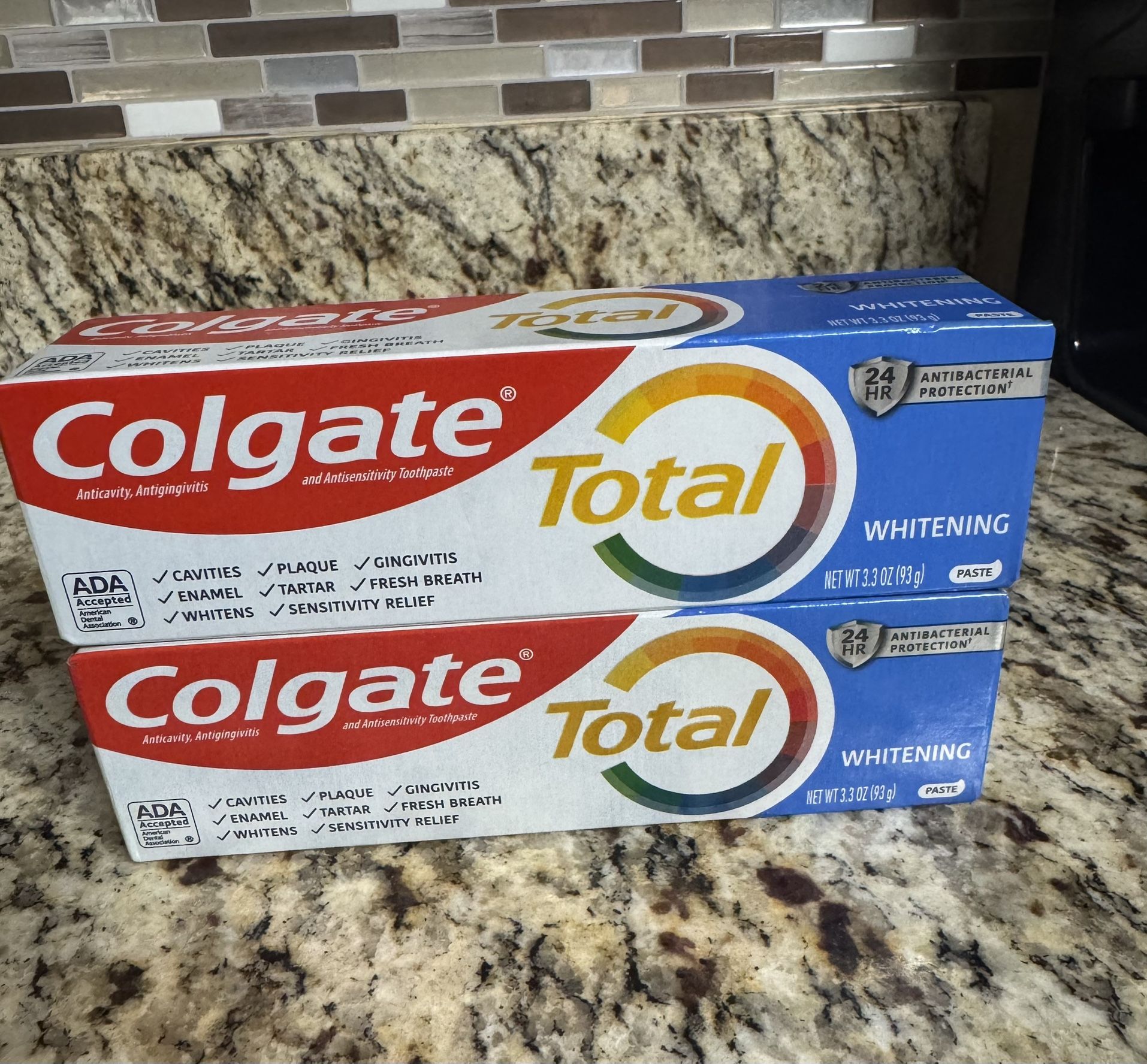 TWO (2) New Colgate Total Whitening Toothpaste 3.3 Oz Each