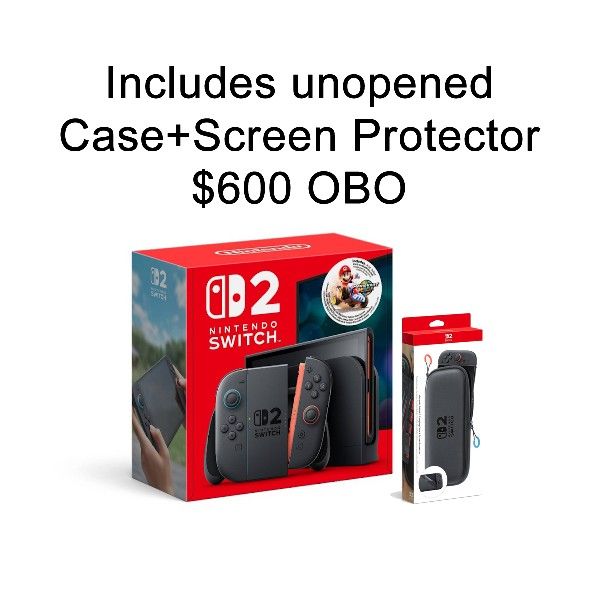 Switch 2 Mario Kart Bundle + Case & Screen Protector (All New In Box) - $600 OBO