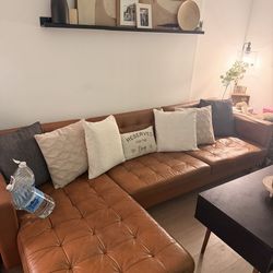 Leather sectional and accent chair