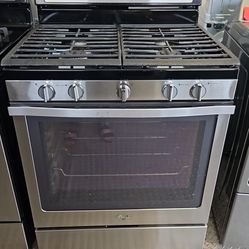 Whirlpool Black And Stainless Steel 30” Gas Stove 