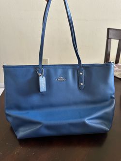 Coach Blue Leather Tote Bag