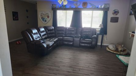 Brown reclining sectional