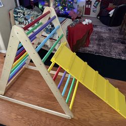 Climbing triangle and ramp foldable multicolor hardwood kids Toddler Indoor Play & Exercise