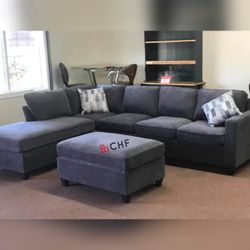 Modern 3 Pc Sectional Sofa With Ottoman 