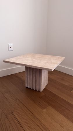 CB2 Carve Travertine cocktail Table 