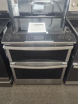 Profile 30 in. 5 Burner Element Smart Slide-In Double Oven Electric Range in Fingerprint Resistant Stainless wl Air Fry