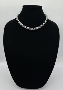 18 Inches 10mm Iced Out Rolo Chain White Plated Gold 