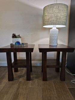 Dark Wood End Tables Set of 2