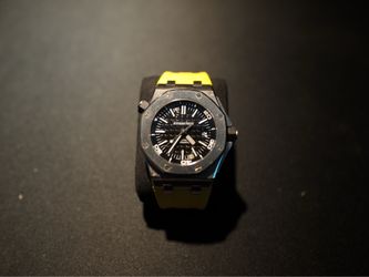 Audemars Piguet Royal Oak Offshore Diver stainless steel watch with yellow strap