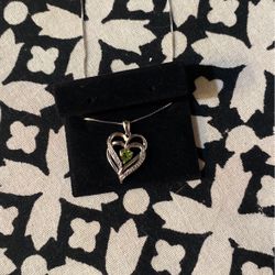 Silver Heart Necklace With Peridot 