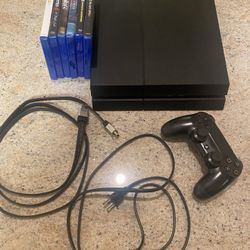 PS4 With Controller, Games And Cords 