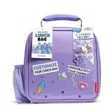 Lunch Bag Reusable/Insulated Polyester Bag Purple w/ Shoe Charm Slots to Customize
