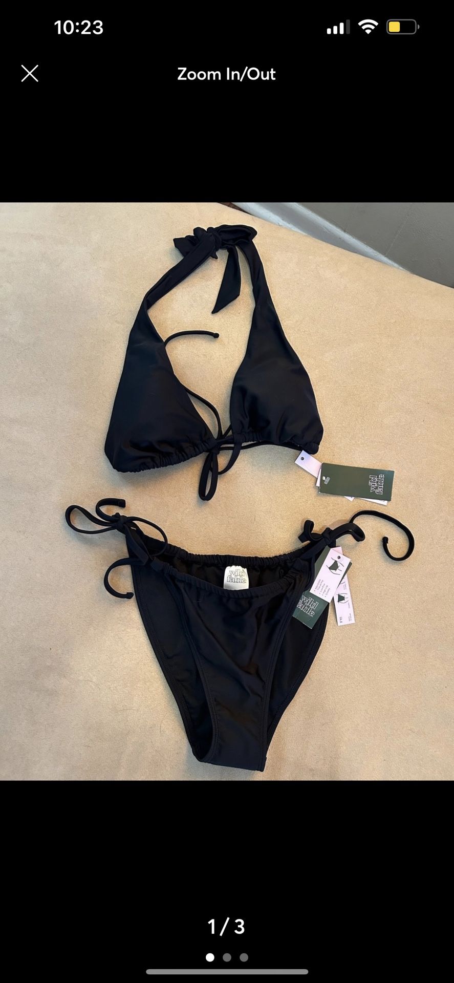 All Black Adjustable Bikini, NWT
