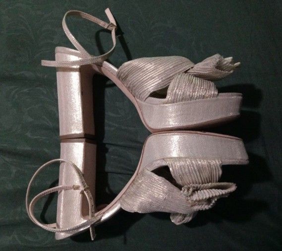 Loeffler Randall Natalia Platinum Platform Bow Heel Size 8.5retail Price $650.00 My Price only $85.00
