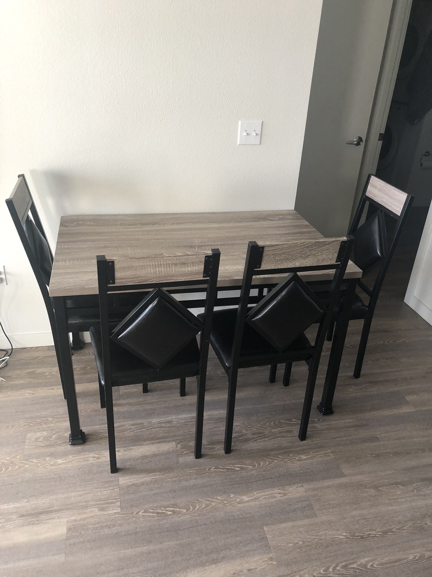 Grey Wood Dining Table (w/ 4 chairs)