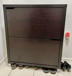 Espresso Shoe Organizer with 2 Flip Drawers
