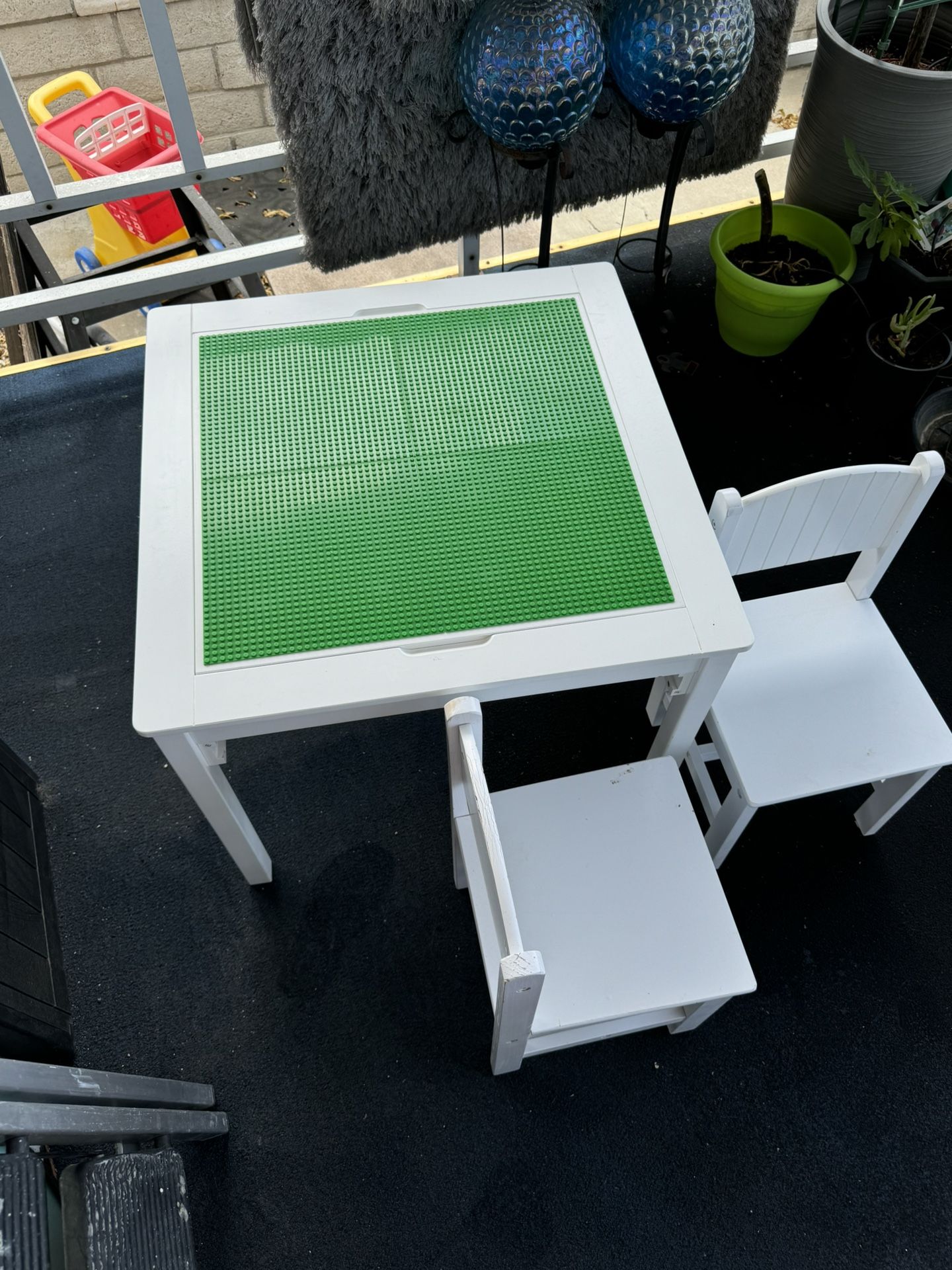 Kids White Lego Table Reverses To Solid Top Table