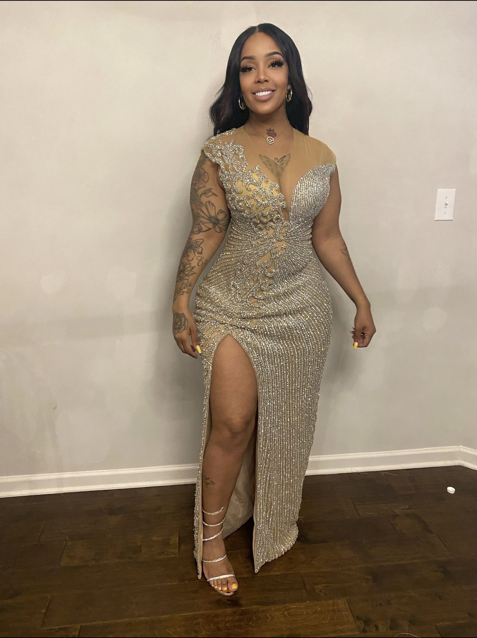 Custom Hand Made Beaded Designer Reception Or Cocktail Dress From Sax Fifth Avenue
