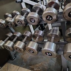 Intek Pro Style Kraft Raw Dumbbells 5lbs - 100lbs With Two Tier 2 Intek Storage Racks Commercial Gym
