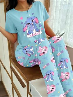 Woman pijamas  pink rabbit