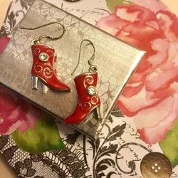 Love Jewelry ❤️ Sterling Silver jewelry / Red boots earrings