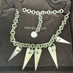 VINTAGE PIANEGONDA HEART NECKLACE Sterling Silver "Love Sick" 5 Heart Chain Link Necklac