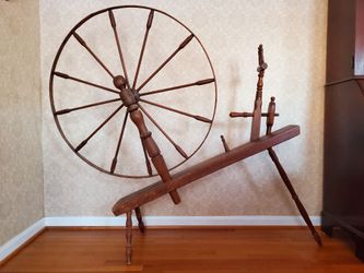 Antique Wooden Walking Spinning Wheel