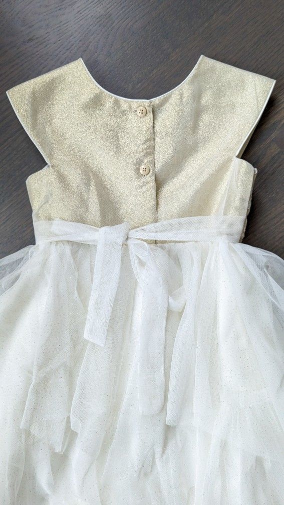 Jona Michelle Toddler Girls Formal Dress, White/Gold, Size 5 -  radharamanexports.com