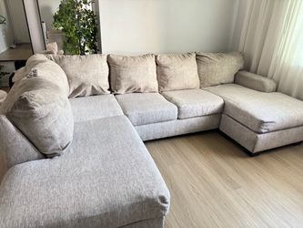 Beige Sectional Sofa with Chaise