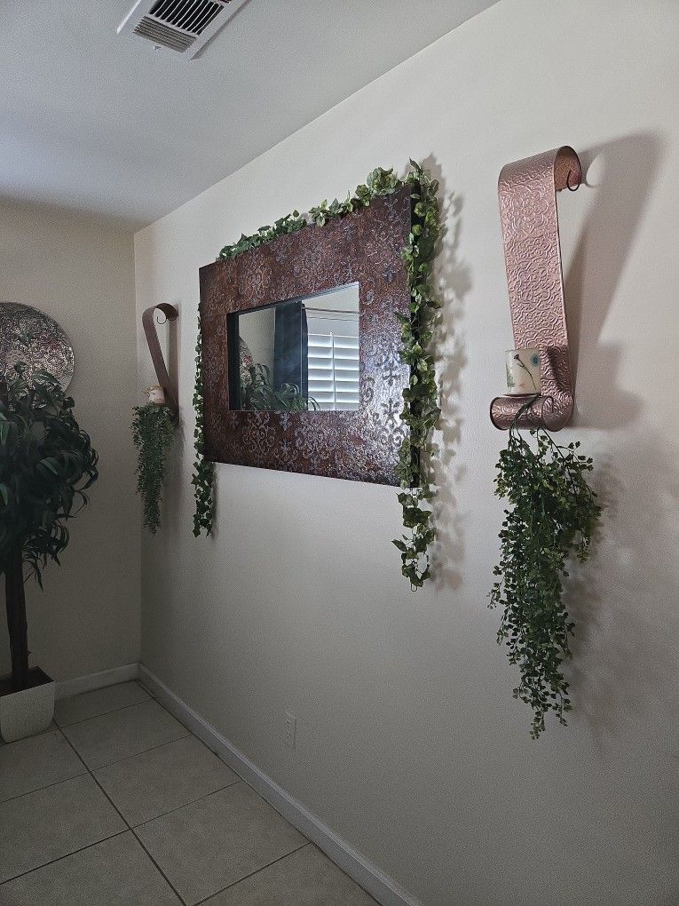 Home Wall Decor Mirror Frame With Side Candle Holders