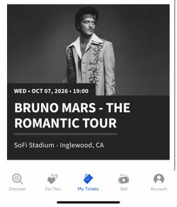 Bruno mars 2 floor tickets october 7 inglewood