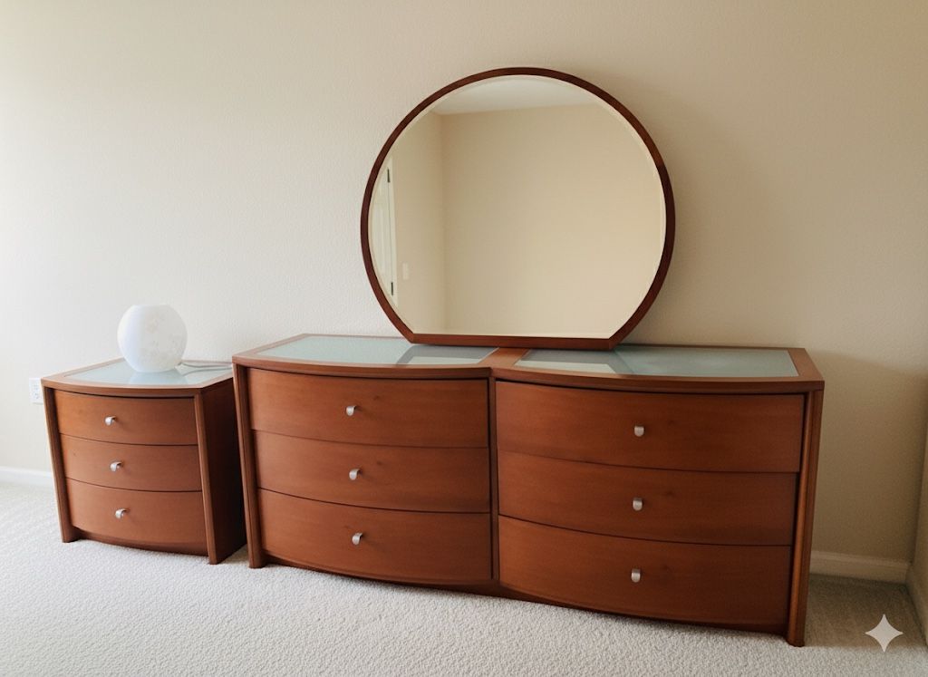 Elegant Bombay Collection Bedroom Set - Dresser, Mirror & Nightstands